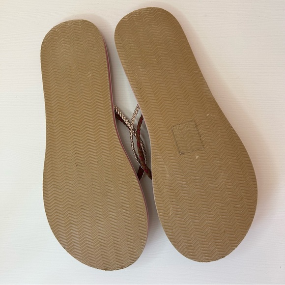 White Stuff Flip Flops Size UK 5 Leather Braided Gold Pink Sandals - Picture 5 of 6